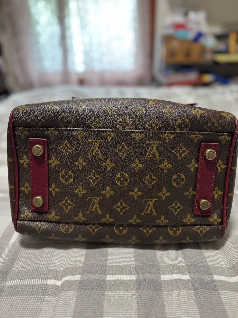 Louis Vuitton Monogram Canvas Shoulder Bag - Brown with Red Trim